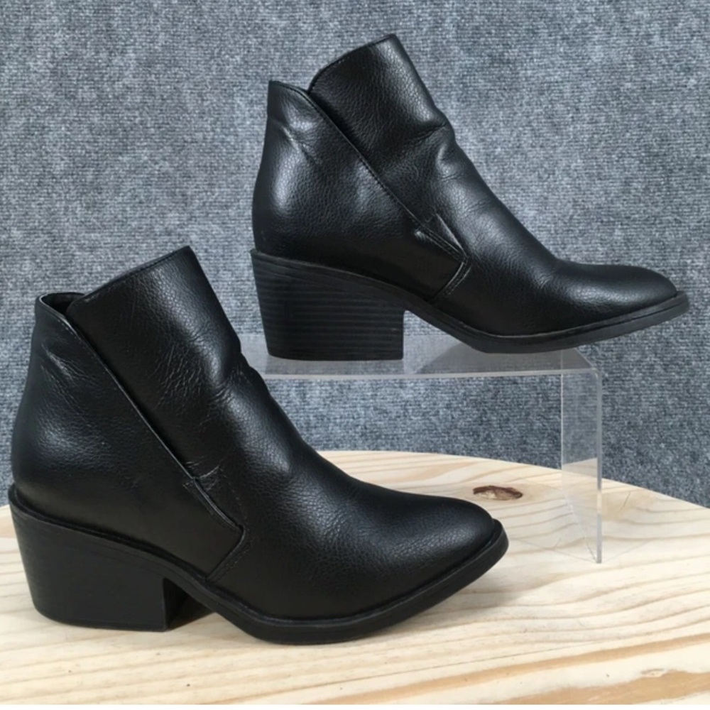 APT 9 Black Leather KHOHL’S  Pullon  Ankle Booties Size 8